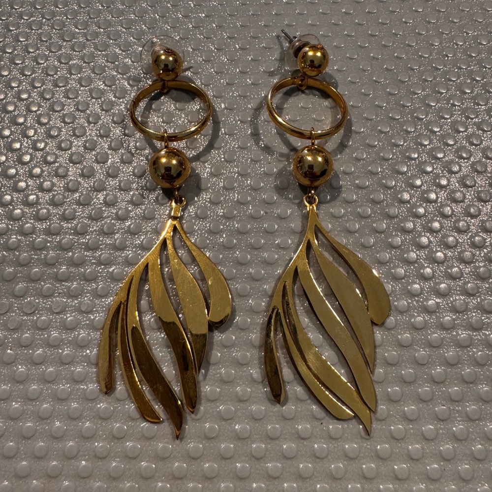 LELET NY Gold Dangle Leaf Earrings